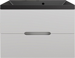 Style Line Тумба с кварцевой раковиной антрацит Матис 70 подвесная белая матовая – фотография-1